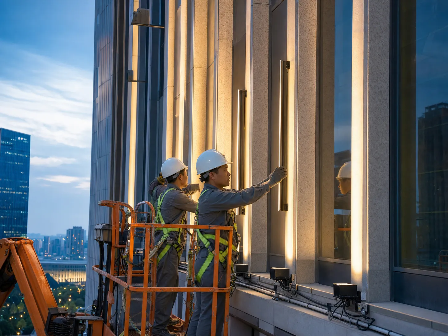 Quy trình thi công chiếu sáng mặt dựng cho công trình lớn