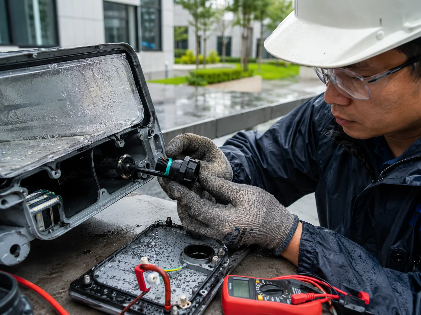 Xử lý đèn LED ngoài trời bị vào nước như thế nào?